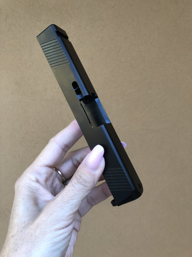 Machined Slide with Serrations For Glock 19 Gen 1,2,3, & Polymer80 | Stainless Steel Black Cerakote
